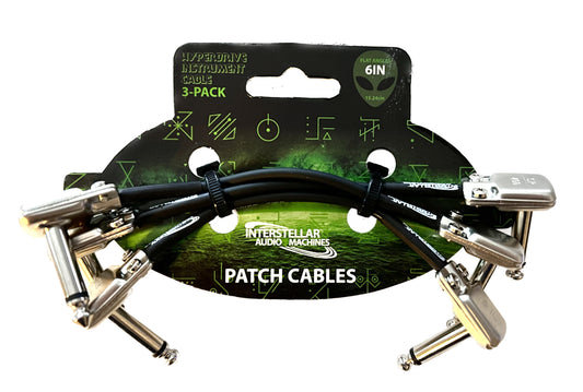 Interstellar Audio Machines - Hyperdrive Premium Instrument Patch Cables - 6in (3 pack) Angle/Angle Connectors